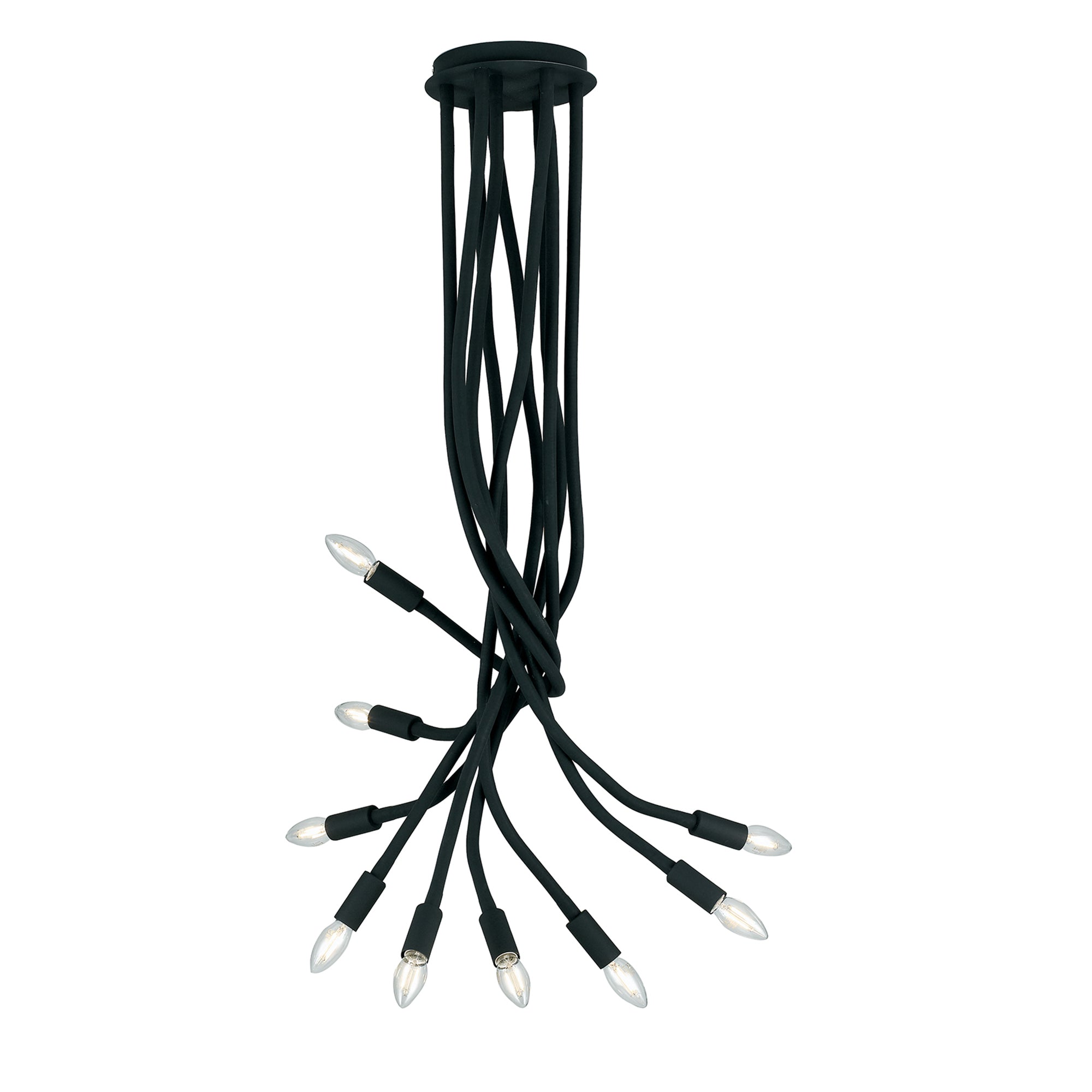 "Plafoniera LOVER in metallo bianco con 9 bracci flessibile"