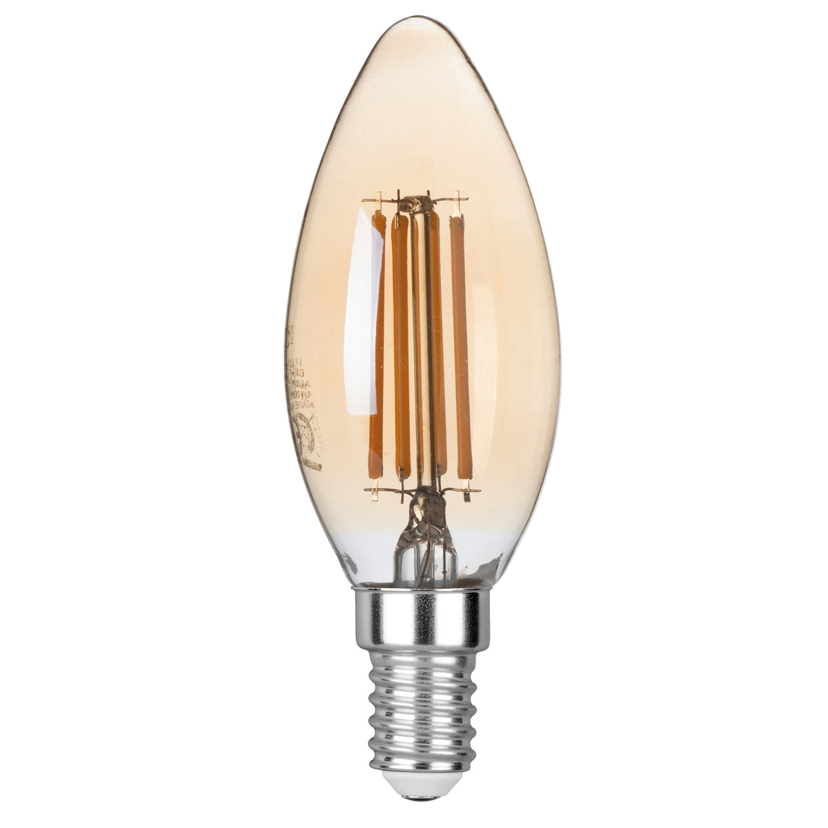 Lampadina LED a filamento C35 vetro ambrato E14  4W  400 lm 2500K
