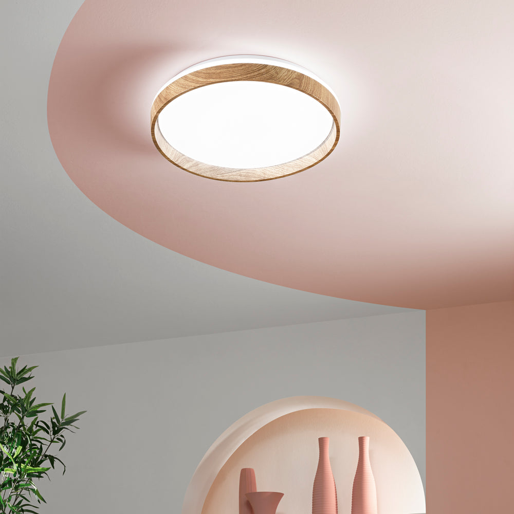 PLAFONIERA LED MADERA LEGNO 38W 6000LM CCT 48X48X8,3CM