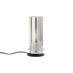 "Lampada da tavolo MAGIC in metallo nero e diffusore in vetro fumè"