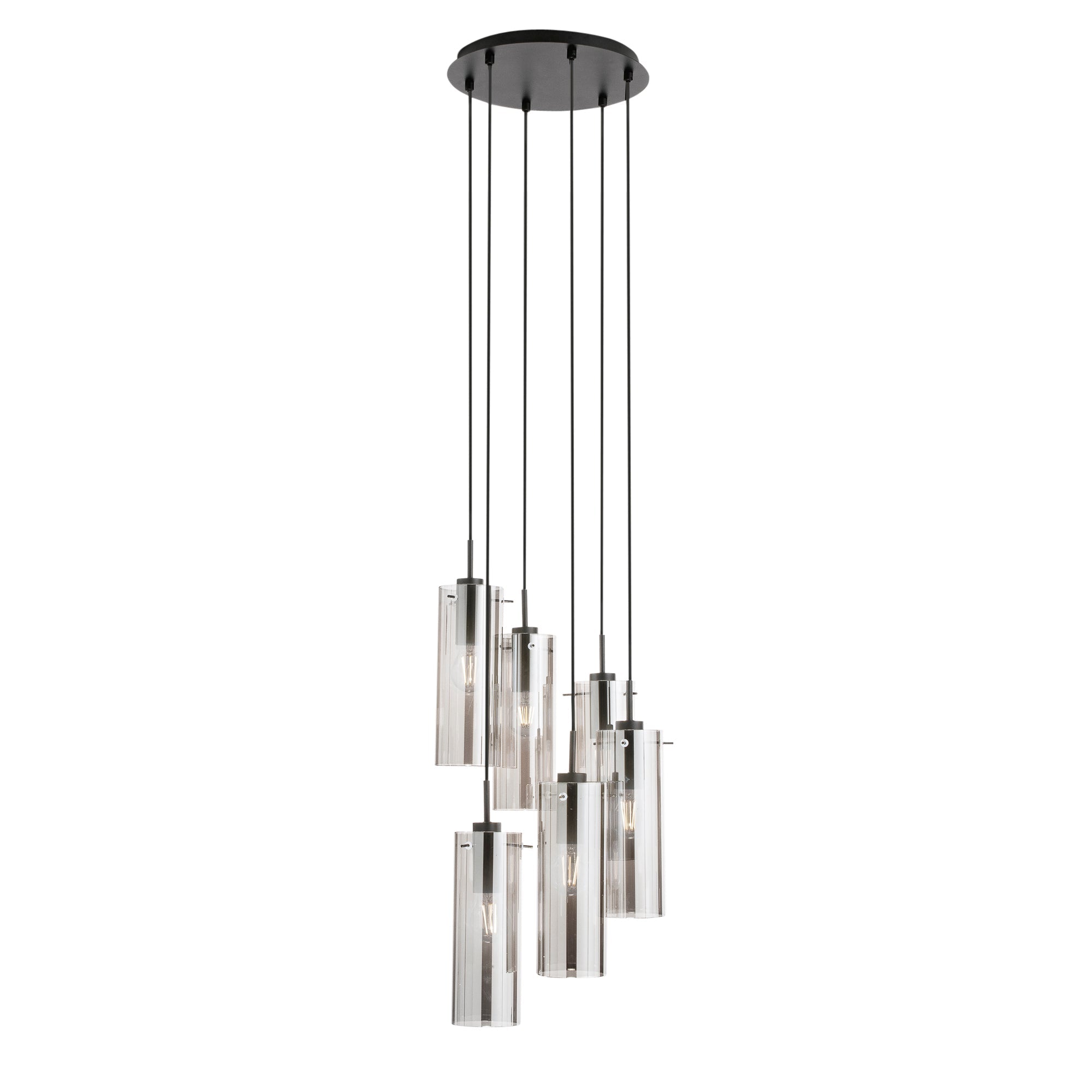 SOSPENSIONE MAGIC NERA/FUME' 6XE27 35X35X150CM
