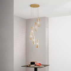 SOSPENSIONE MAGIC ORO/AMBRA 6XE27 35X35X150CM