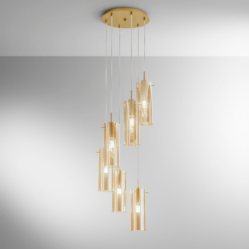 SOSPENSIONE MAGIC ORO/AMBRA 6XE27 35X35X150CM