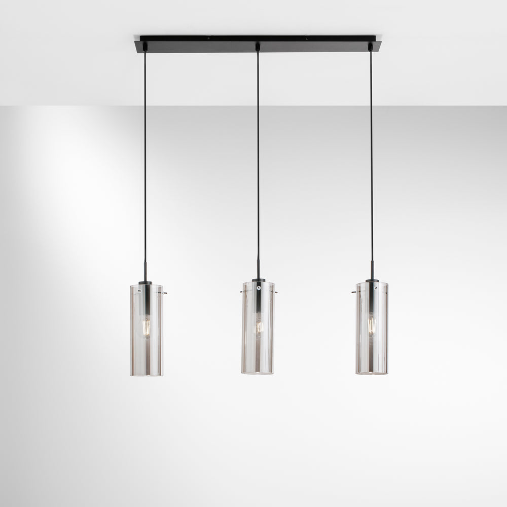 SOSPENSIONE MAGIC NERA/FUME' 3XE27 79X10X150CM