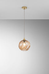 SOSPENSIONE MAJESTY AMBRA IN VETRO 1XE27 23X120CM
