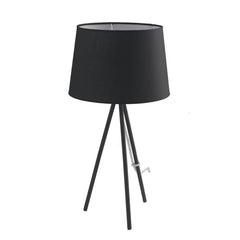 "Lampada da tavolo MARILYN in metallo nero con paralume in cotone"