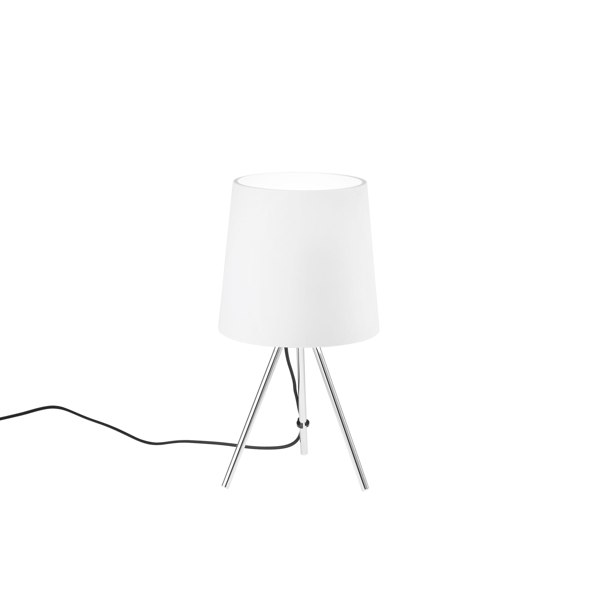 "Lampada da tavolo MARLEY in metallo argento con paralume in alluminio bianco"