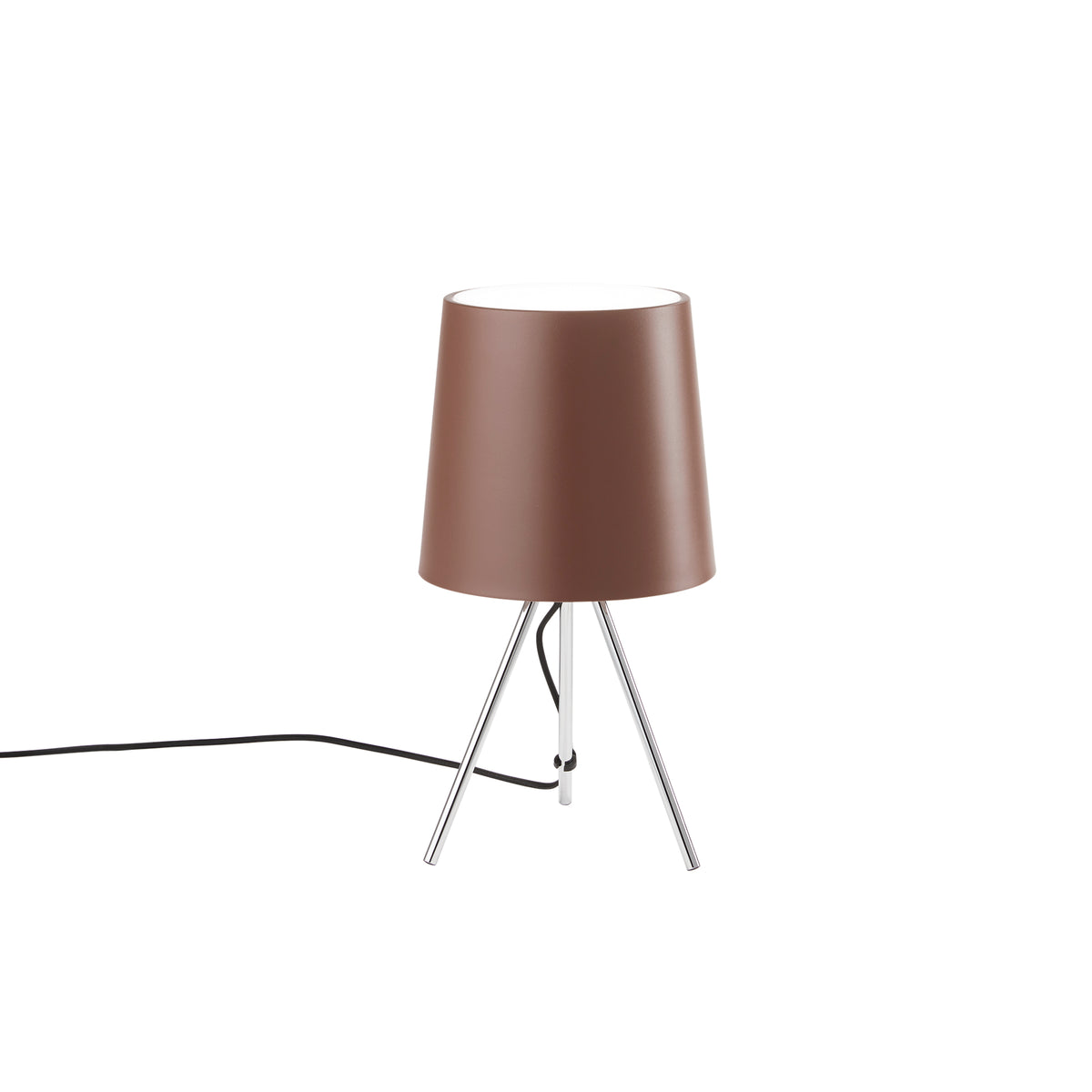 "Lampada da tavolo MARLEY in metallo argento con paralume in alluminio marrone"
