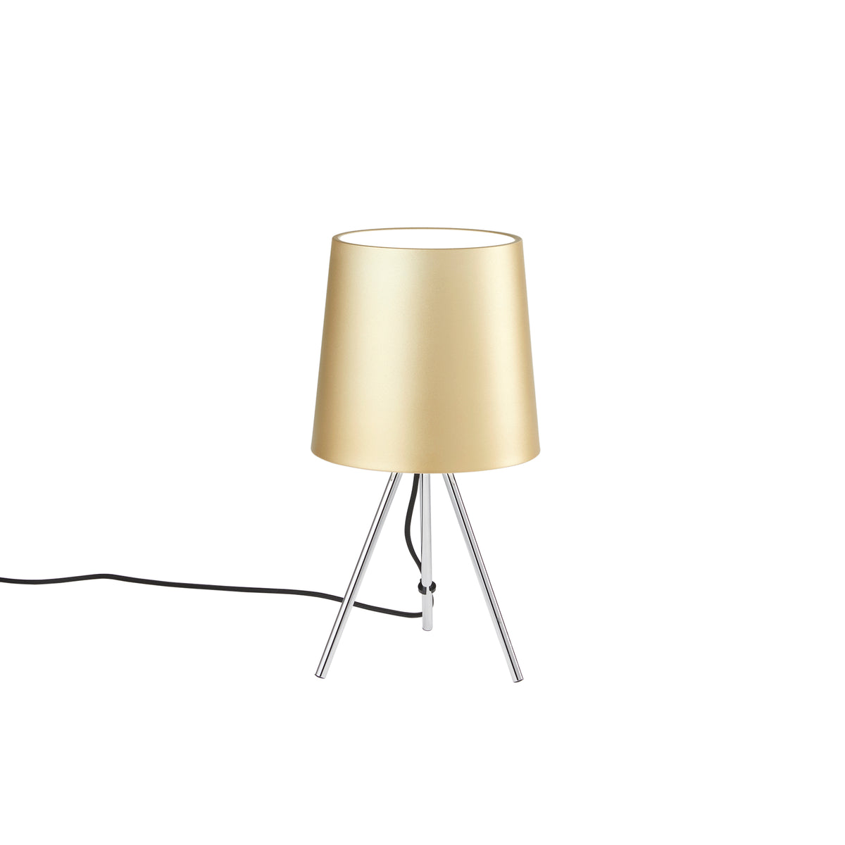 "Lampada da tavolo MARLEY in metallo argento con paralume in alluminio oro"