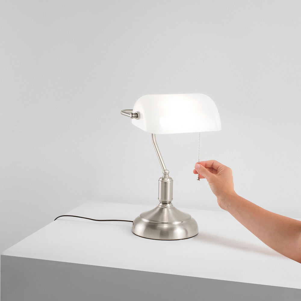 LAMPADA DA TAVOLO MARSHALL BIANCOLATTE 1XE27 26X18X40CM
