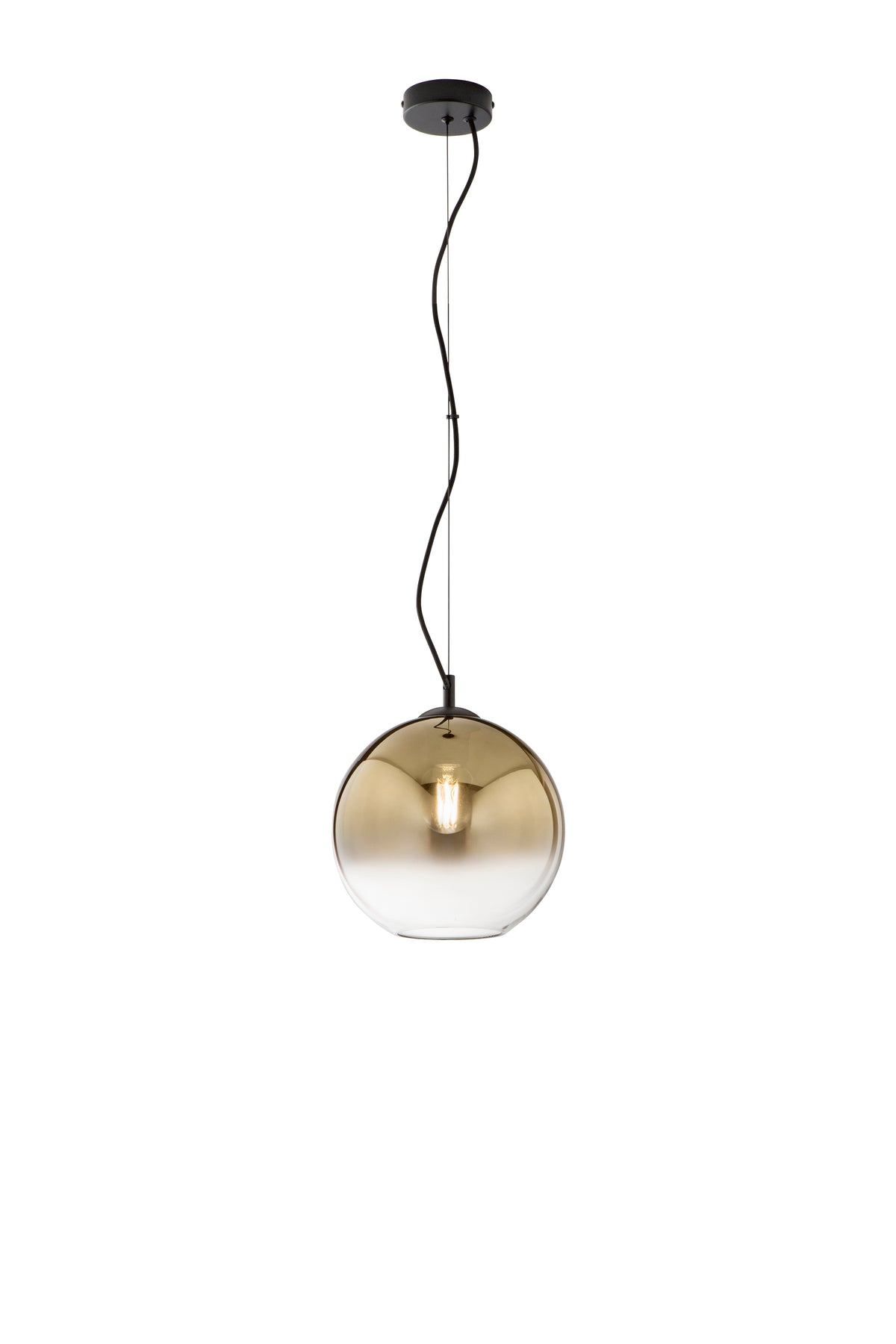 "Sospensione MARTE in vetro oro con decoro sfumato, 1 punto luce h 148,9cm. 25cm.Ø"