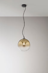 SOSPENSIONE MARTE ORO IN VETRO 1XE27 25X120CM