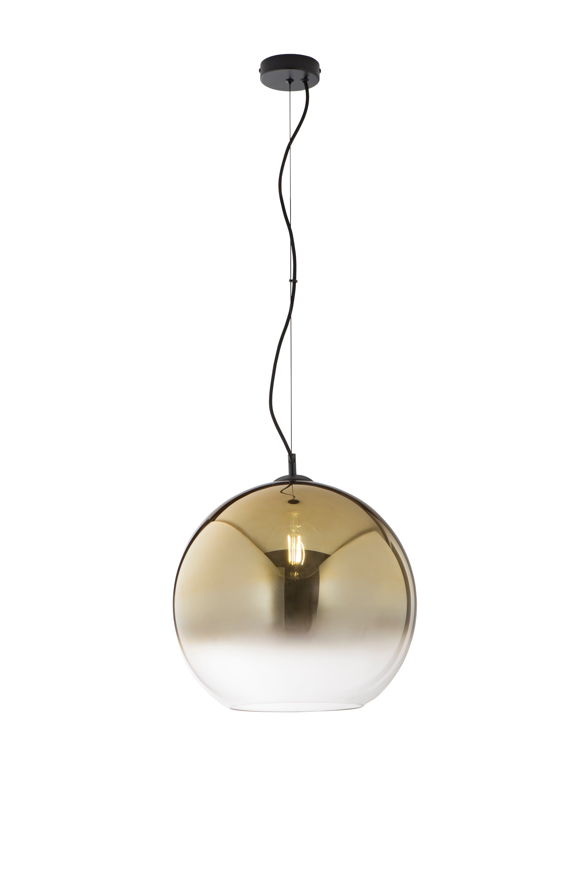 "Sospensione MARTE in vetro oro con decoro sfumato, 1 punto luce h 160,2cm. 40cm.Ø"