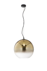 "Sospensione MARTE in vetro oro con decoro sfumato, 1 punto luce h 160,2cm. 40cm.Ø"