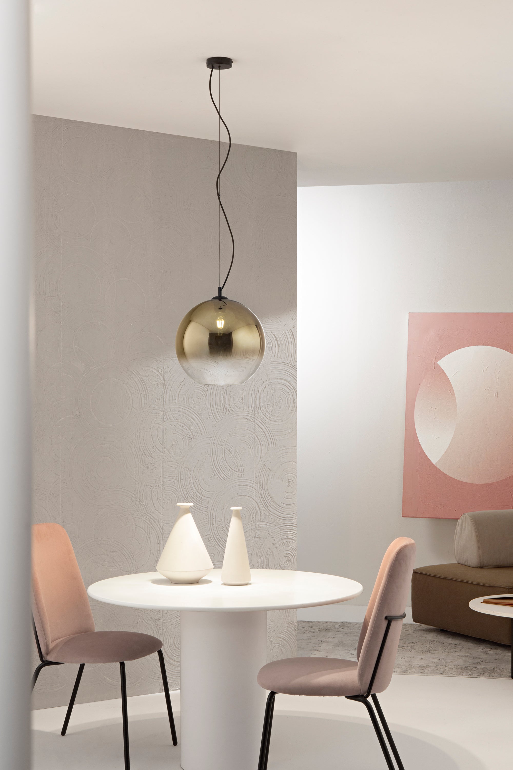 SOSPENSIONE MARTE ORO IN VETRO 1XE27 40X120CM