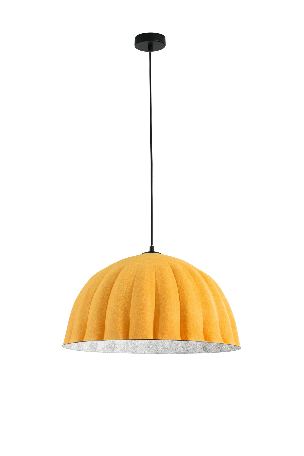 "Sospensione MIDI gialla con interno grigio in feltro naturale"