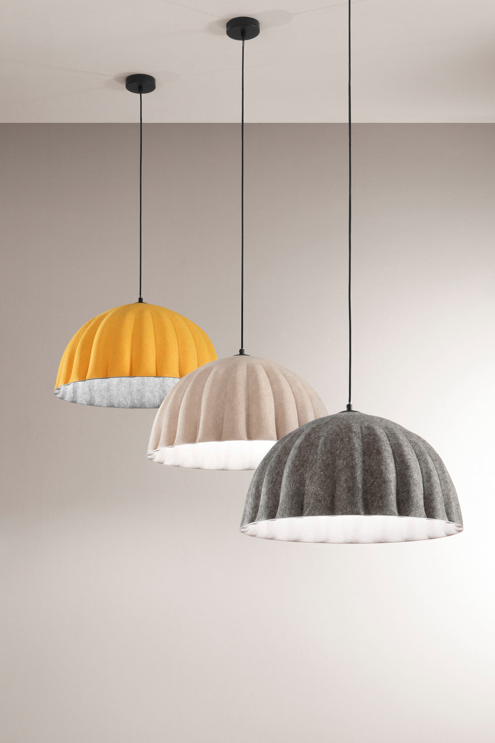 SOSPENSIONE MIDI IN FELTRO ARANCIO/GRIGIO CAVO 2M PARALUME 53CM 1XE27