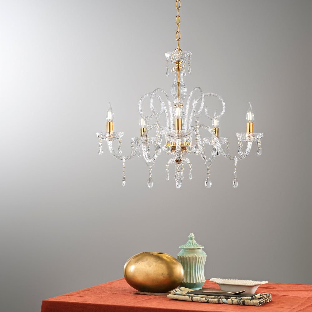 LAMPADARIO MONALISA ORO 5XE14 70X145CM