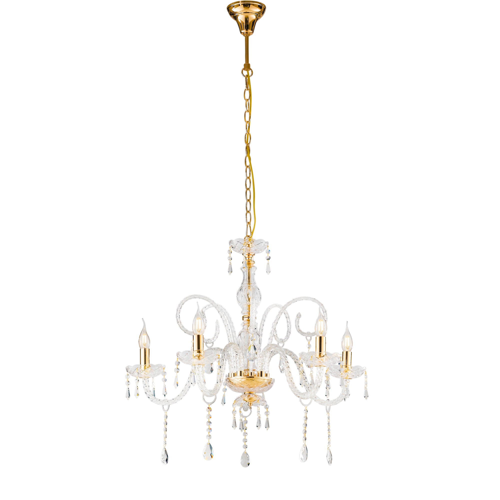 LAMPADARIO MONALISA ORO 5XE14 70X145CM