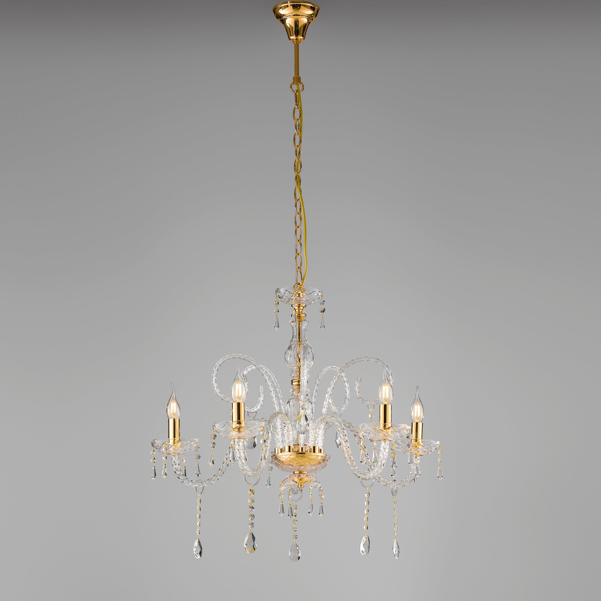 LAMPADARIO MONALISA ORO 5XE14 70X145CM
