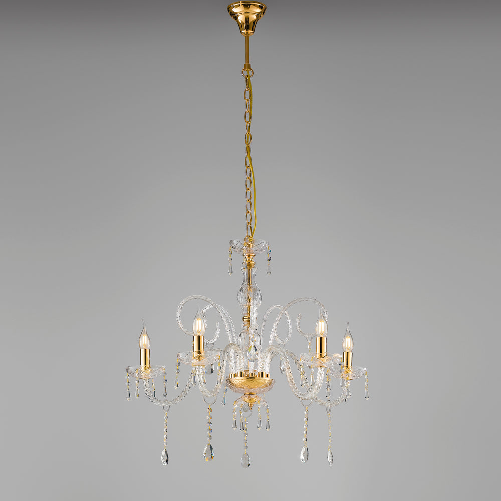 LAMPADARIO MONALISA ORO 5XE14 70X145CM