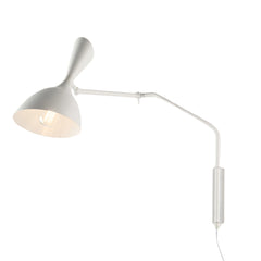 "Applique MORGAN in metallo bianco, orientbile, con interruttore e presa"