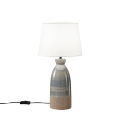 "Lampada da tavolo NAVAJO in ceramica tortora con paralume in tessuto"