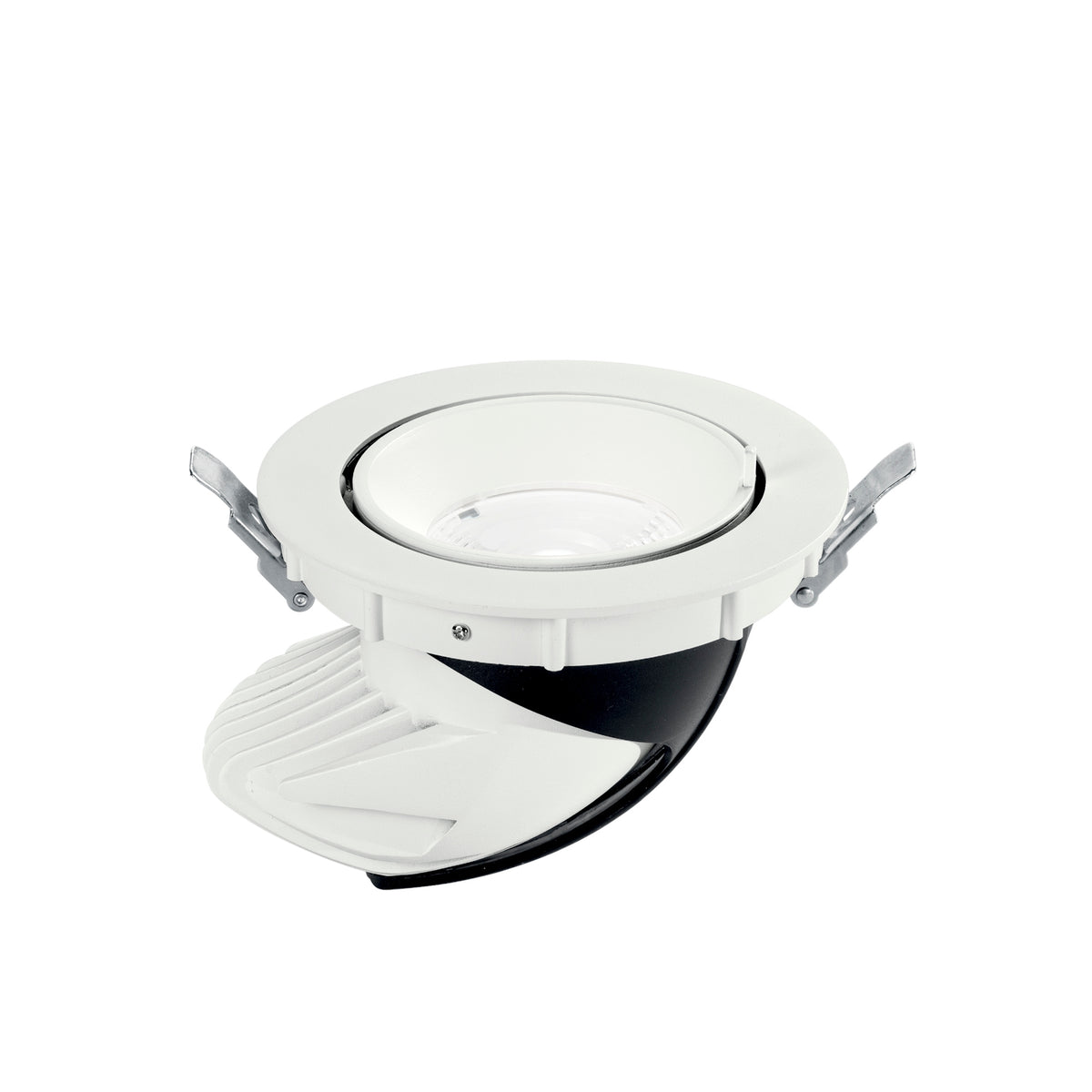 "Faro LED da Faretto ad incasso DELTA in alluminio bianco satinato e riflettore silver 20W 3000K con testa estraibile ed orientabile"