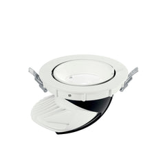 "Faretto ad incasso LED DELTA in alluminio bianco satinato e riflettore argento con testa estraibile ed orientabile 30W 3100K"