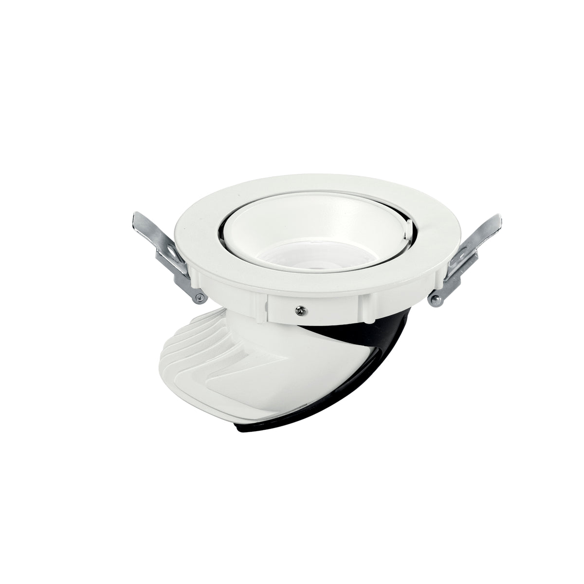 "Faretto ad incasso LED DELTA in alluminio bianco satinato e riflettore argento con testa estraibile ed orientabile 30W luce naturale"