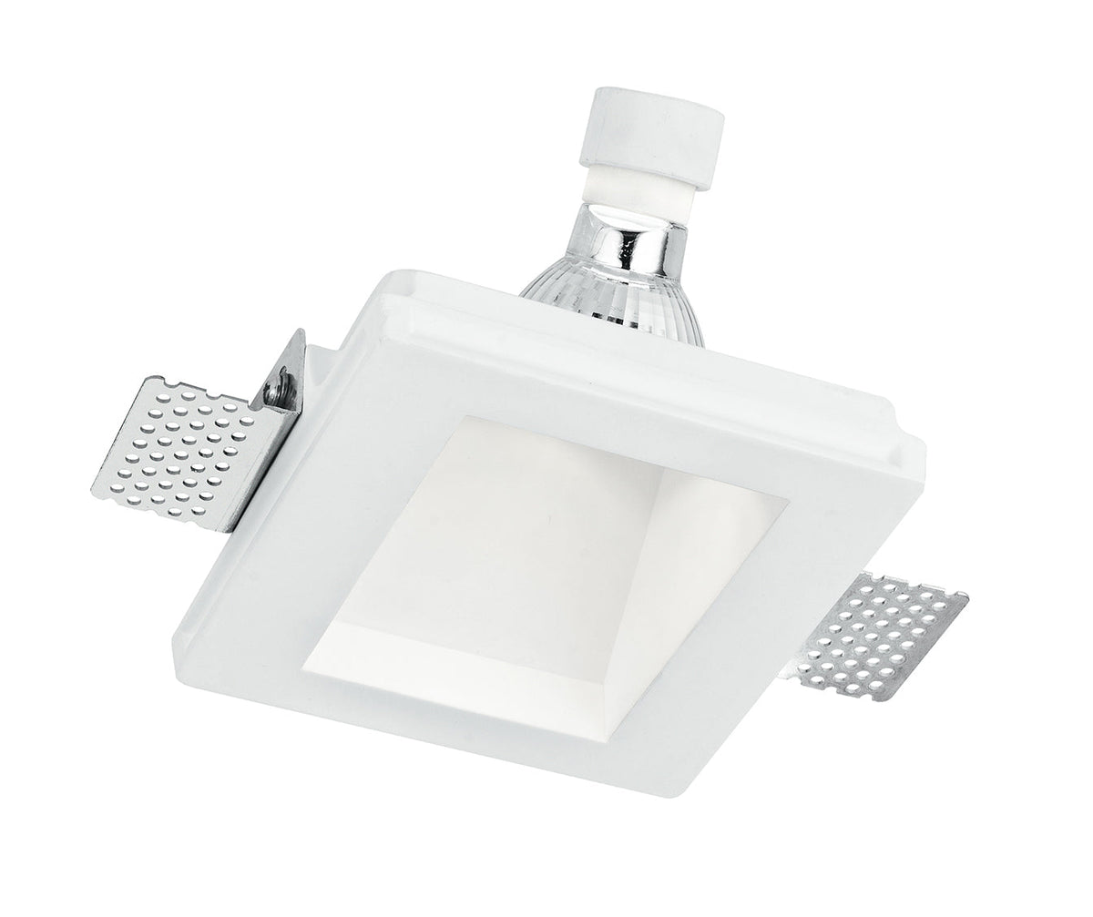 "Faretto ad incasso GHOST in gesso bianco verniciabile con emissione luce asimmetrica"