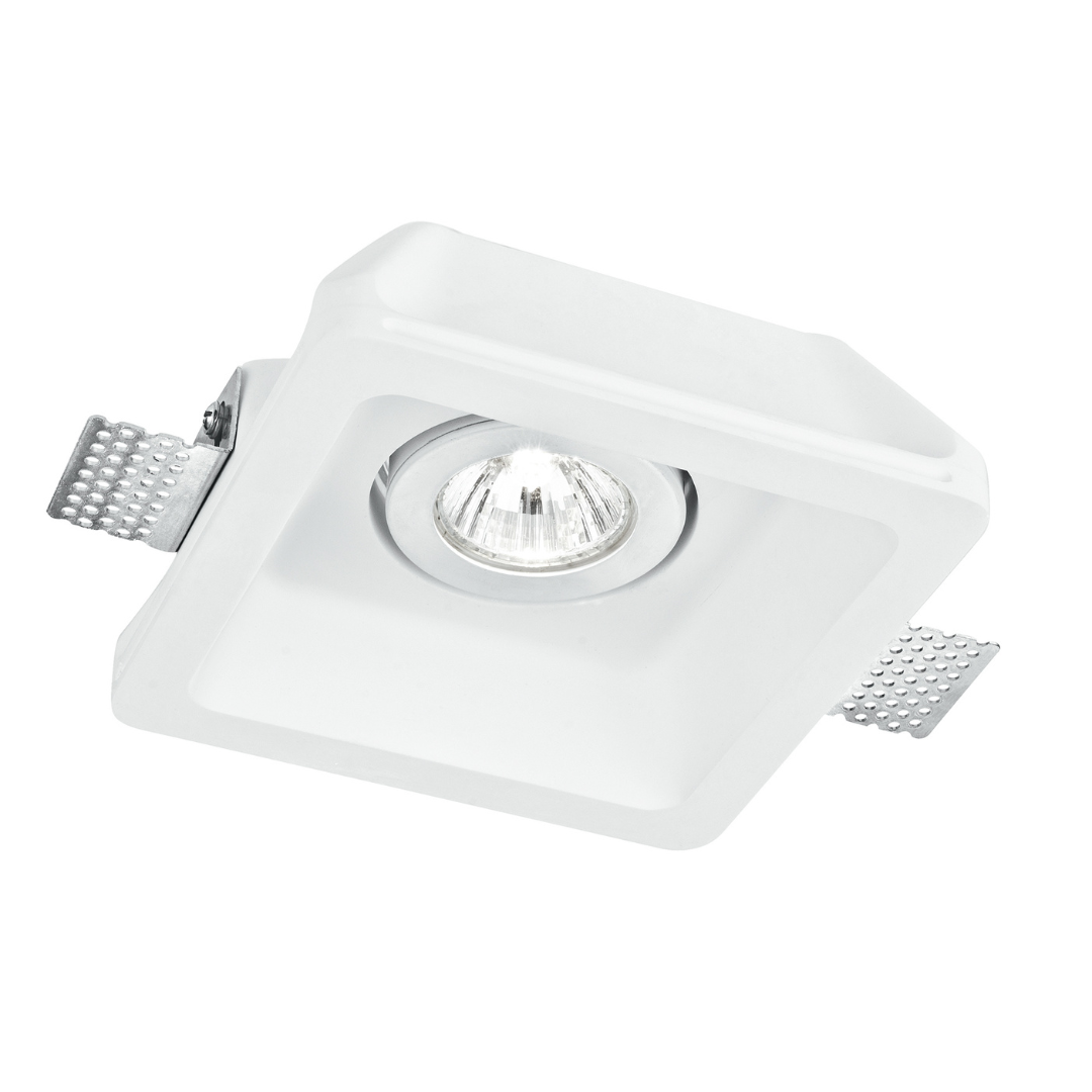 Incasso MORGANA quadrato in gesso bianco verniciabile orientabile 1 x GU10