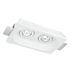 Incasso MORGANA quadrato in gesso bianco verniciabile orientabile 2 x GU10