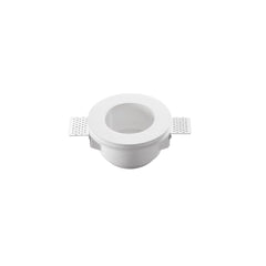 "Faretto ad incasso SNOW rotondo in gesso bianco verniciabile con diffusore in vetro satinato"