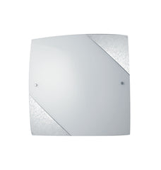 "Plafoniera PARIS in vetro con decoro in foglia argento 40x40 cm."