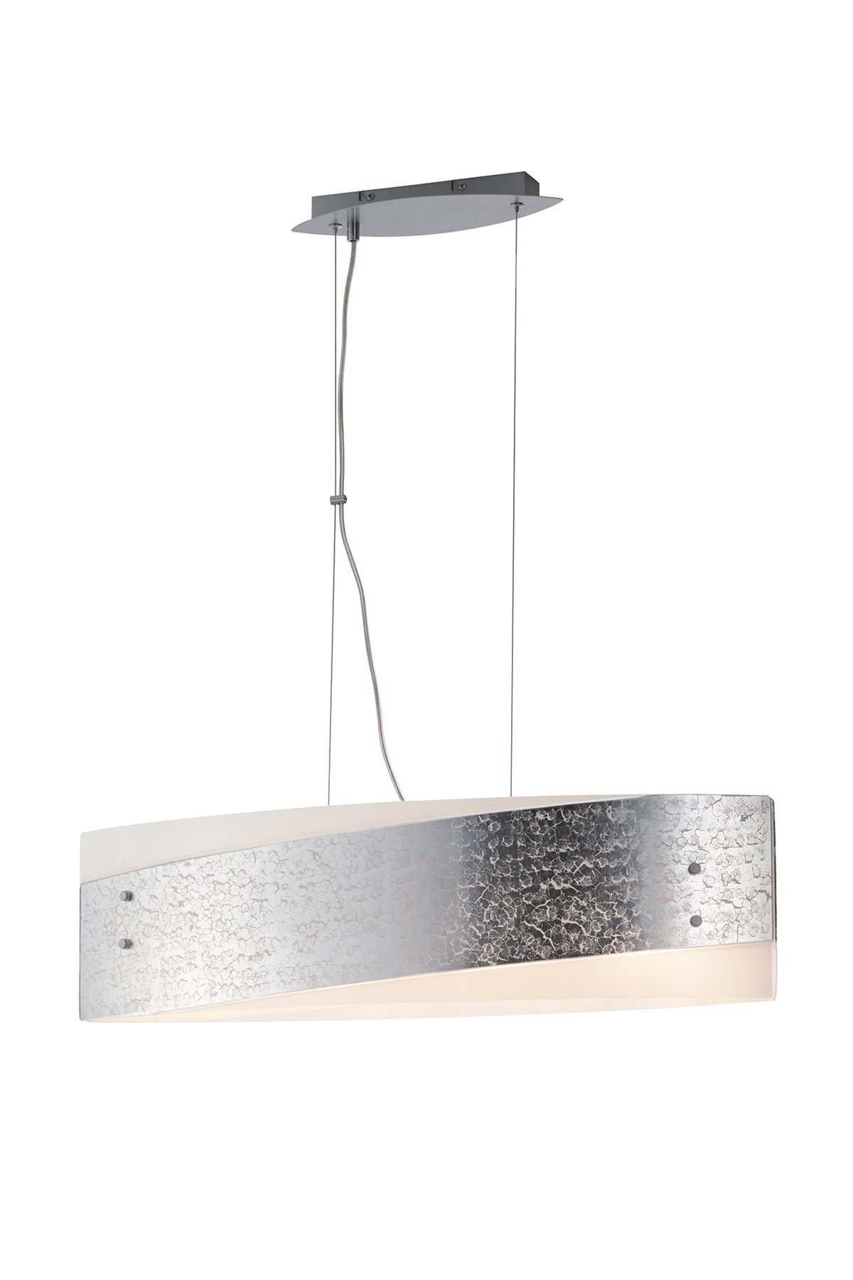 "Sospensione PARIS in vetro con decoro in foglia argento 75 cm."