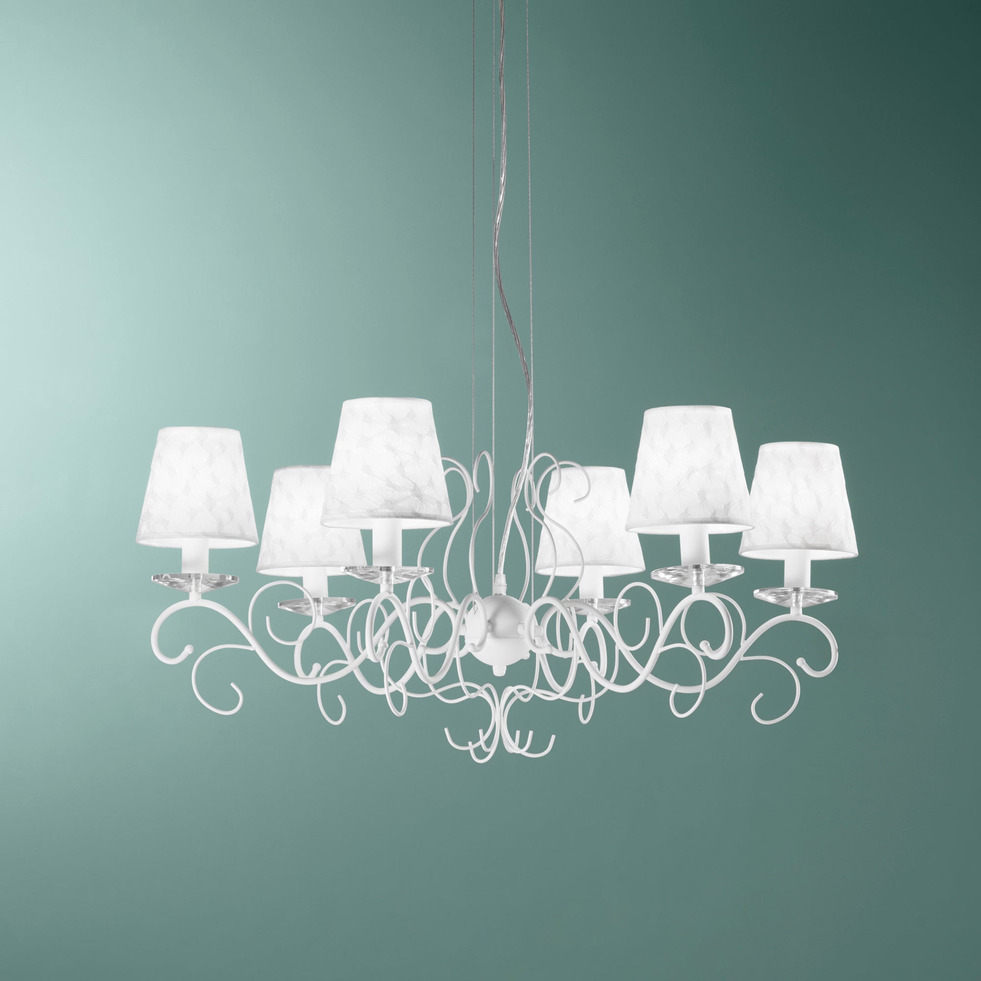 LAMPADARIO PERLA BIANCO 6XE14 82X120CM