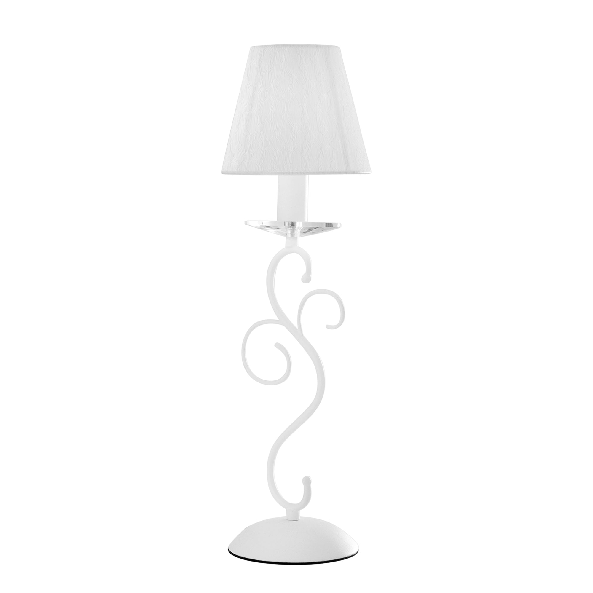 "Lampada da tavolo PERLA in metallo bianco e cristallo"