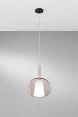 SOSPENSIONE PIREX MARRONE IN VETRO 1XE27 25X120CM