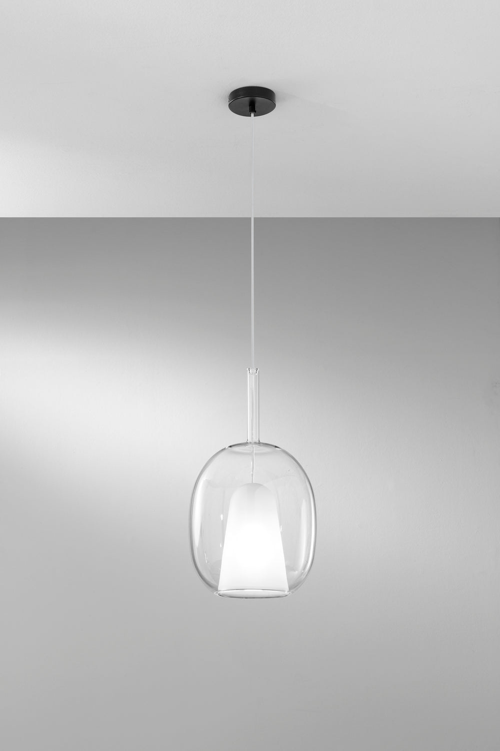 SOSPENSIONE PIREX TRASPARENTR IN VETRO 1XE27 25X120CM