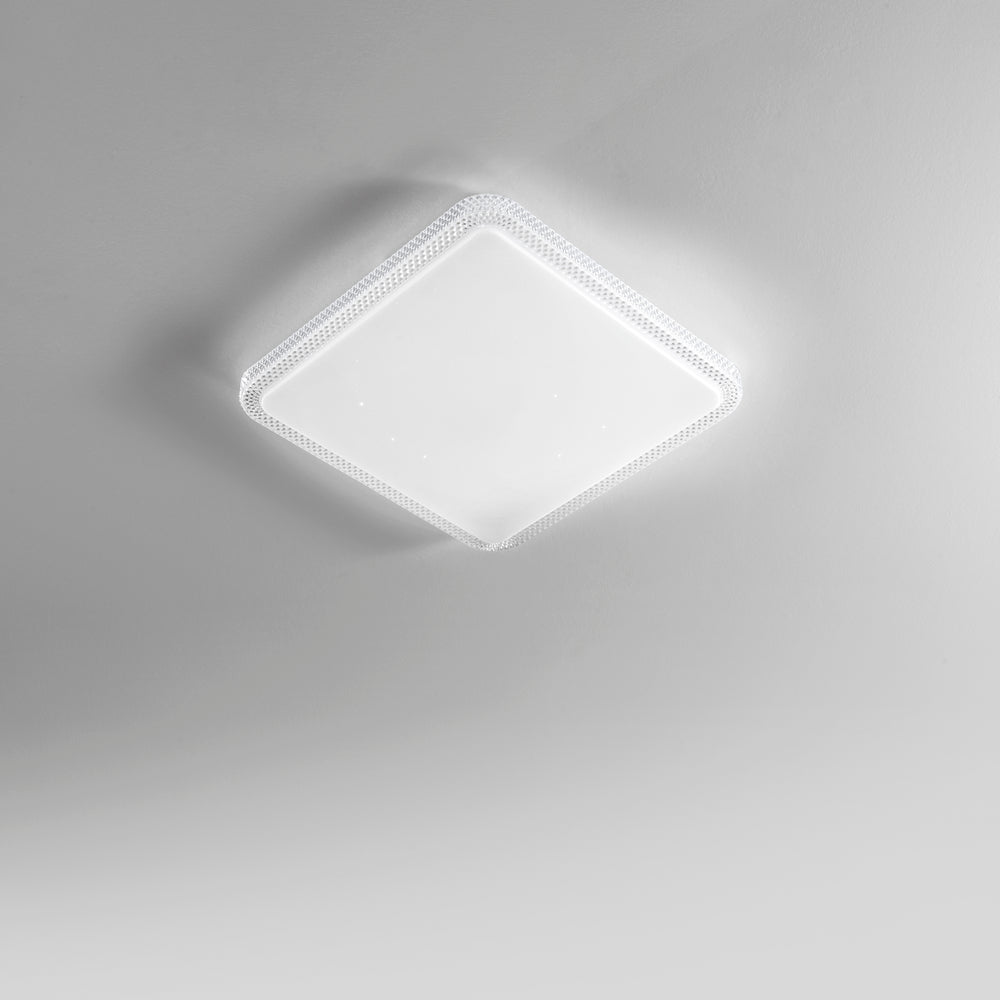 PLAFONIERA LED PIXEL QUADRATA BIANCA 40W 3900LM CCT DIMMERABILE WI-FI CON TELECOMANDO 48X9X48CM