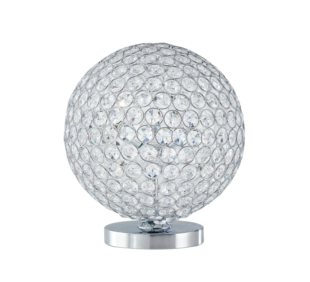 "Lampada da tavolo PLANET in metallo cromato e cristalli"