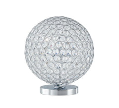 "Lampada da tavolo PLANET in metallo cromato e cristalli"