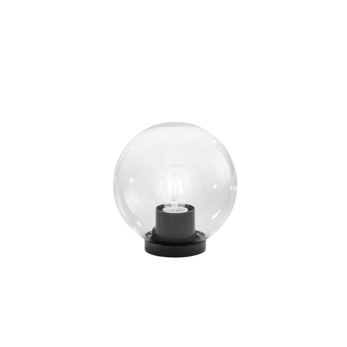 "Lanterna POLLY con base in plastica nera e sfera trasparente 20 cm."