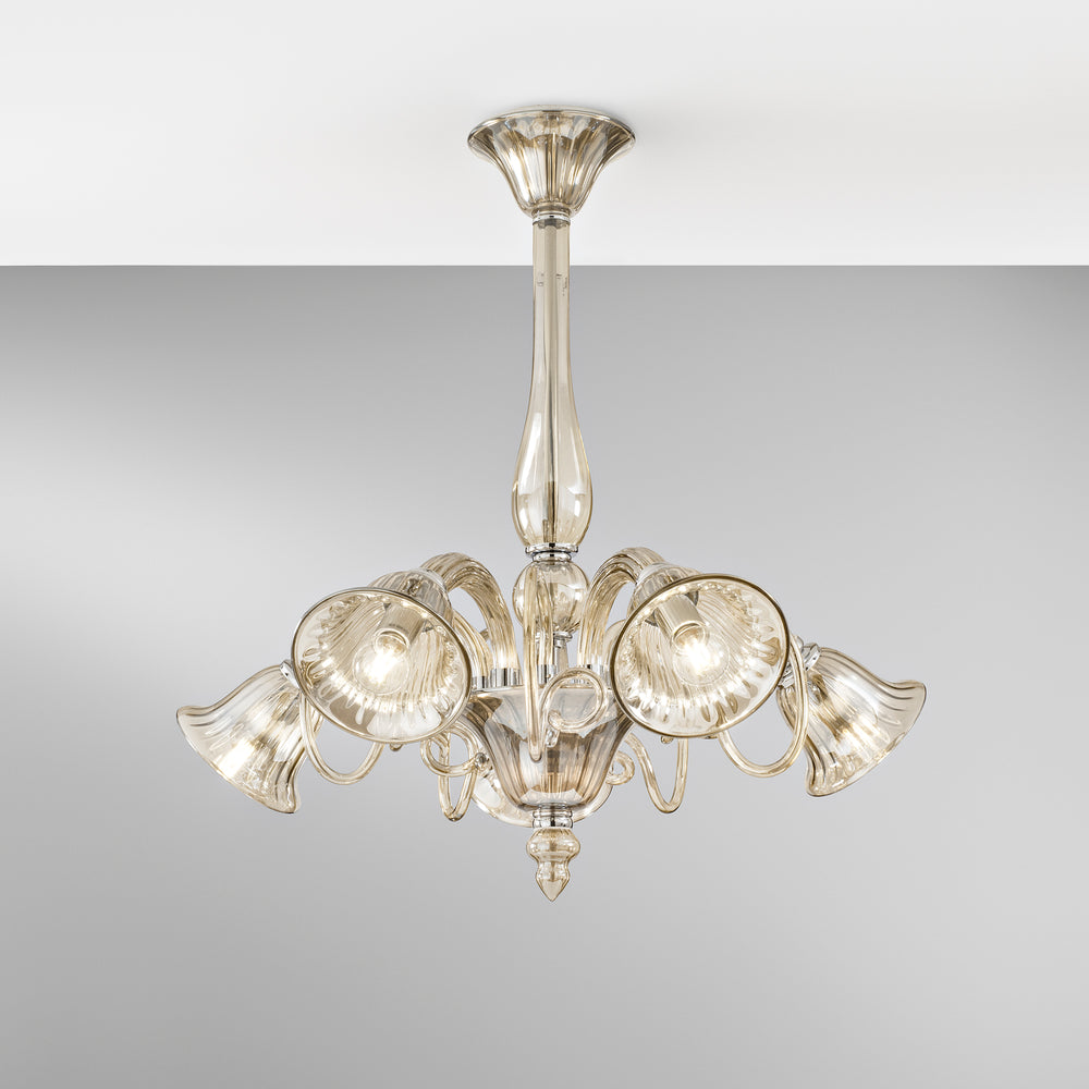 LAMPADARIO POSEIDON CHAMPAGNE 5XE14 72X65CM