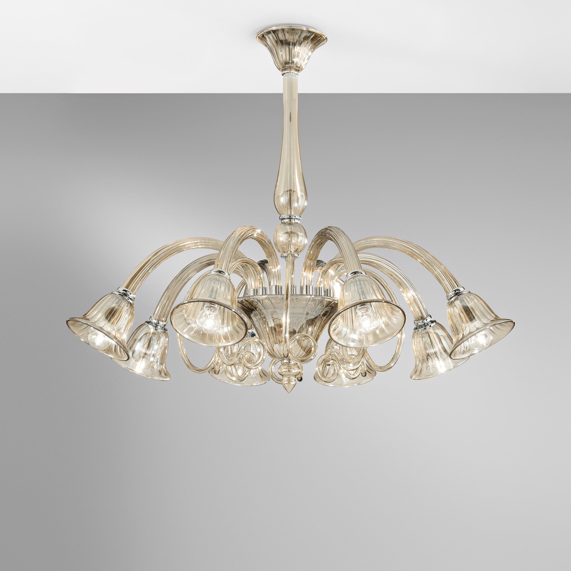 LAMPADARIO POSEIDON CHAMPAGNE 8XE14 93X73CM