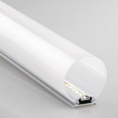 Profilo TUBE in alluminio silver 2 mt con diffusore emissione a 180°