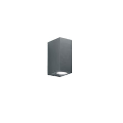 "Applique da esterno QUBO in alluminio antracite con luce biemissione h 151mm."