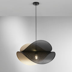 SOSPENSIONE RHEI-DOT NERA/ORO DOPPIO DIFFUSORE 1XE27 60X33X150CM