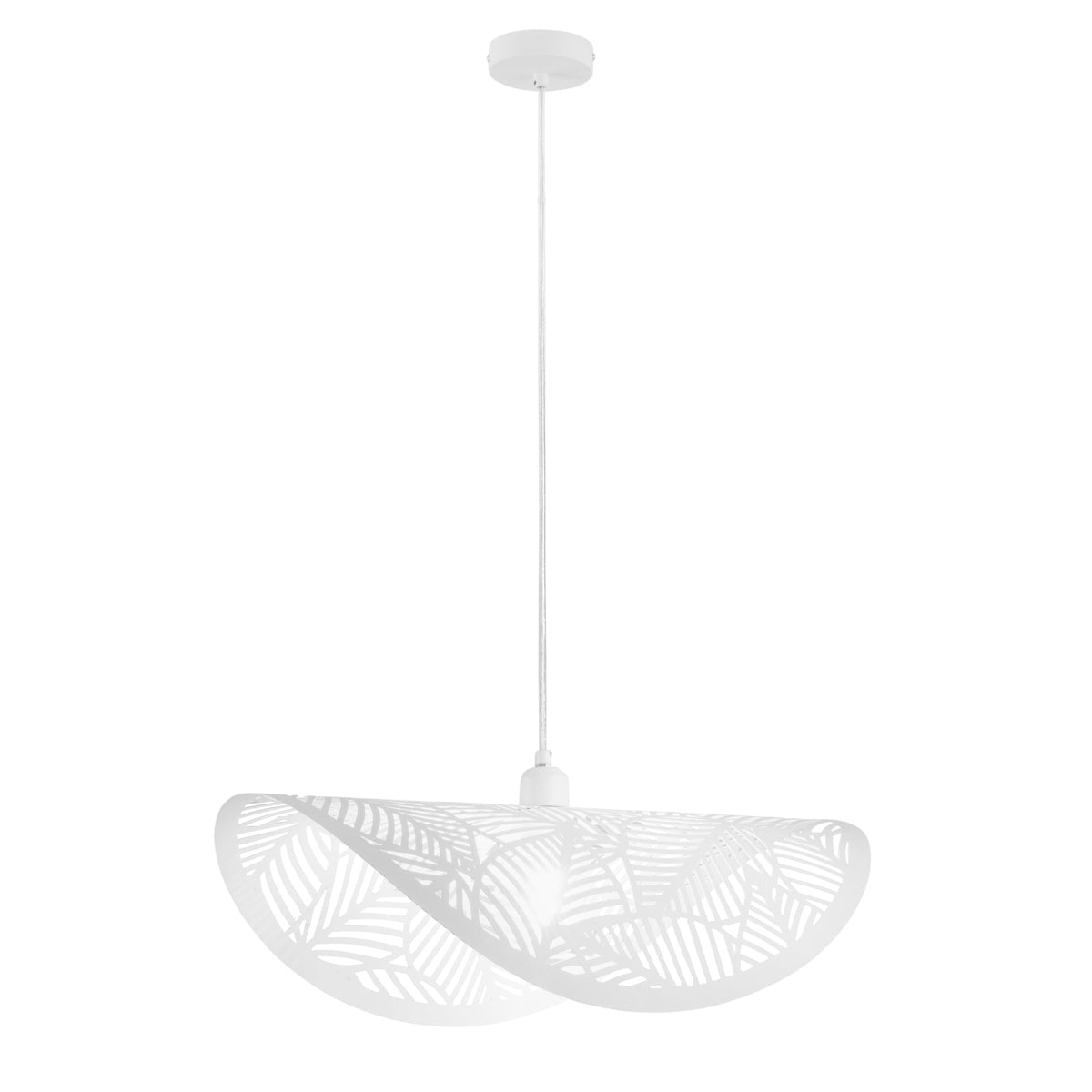 "Sospensione RHEI-LEAF in metallo forato bianco a vela singola 60 cm."